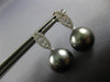ESTATE .45CT DIAMOND & AAA TAHITIAN PEARL 18K WHITE GOLD LEAF HANGING EARRINGS