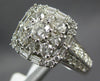 LARGE 2.08CT DIAMOND 14K WHITE GOLD ROUND & BAGUETTE SQUARE HALO ENGAGEMENT RING