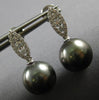 ESTATE .45CT DIAMOND & AAA TAHITIAN PEARL 18K WHITE GOLD LEAF HANGING EARRINGS