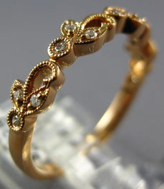 ESTATE .08CT DIAMOND 14KT ROSE GOLD MULTI LEAF FILIGREE WEDDING ANNIVERSARY RING