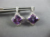 ESTATE 4.25CT DIAMOND & AAA AMETHYST 14K WHITE GOLD FLOWER STAR HANGING EARRINGS