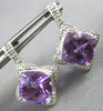 ESTATE 4.25CT DIAMOND & AAA AMETHYST 14K WHITE GOLD FLOWER STAR HANGING EARRINGS