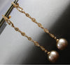 LONG .58CT DIAMOND & AAA PINK SOUTH SEA PEARL 18KT ROSE GOLD 3D HANGING EARRINGS