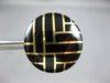 ESTATE LARGE BLACK ENAMEL 14K YELLOW GOLD 3D CIRCULAR CRISS CROSS STUD EARRINGS