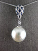 .64CT DIAMOND & AAA SAPPHIRE & SOUTH SEA PEARL 18KT WHITE GOLD TEAR DROP PENDANT