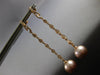 LONG .58CT DIAMOND & AAA PINK SOUTH SEA PEARL 18KT ROSE GOLD 3D HANGING EARRINGS
