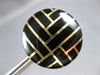 ESTATE LARGE BLACK ENAMEL 14K YELLOW GOLD 3D CIRCULAR CRISS CROSS STUD EARRINGS