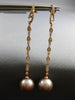 LONG .58CT DIAMOND & AAA PINK SOUTH SEA PEARL 18KT ROSE GOLD 3D HANGING EARRINGS
