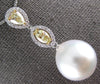 LARGE .98CT WHITE & CANARY DIAMOND & AAA SOUTH SEA PEARL 18KT WHITE GOLD PENDANT
