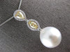 LARGE .98CT WHITE & CANARY DIAMOND & AAA SOUTH SEA PEARL 18KT WHITE GOLD PENDANT