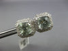 LARGE 4.22CT DIAMOND & AAA GREEN AMETHYST 14KT WHITE GOLD OCTAGON STUD EARRINGS