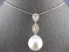 LARGE .98CT WHITE & CANARY DIAMOND & AAA SOUTH SEA PEARL 18KT WHITE GOLD PENDANT