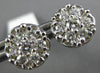 ESTATE LARGE .93CT DIAMOND 14KT WHITE GOLD 3D CLUSTER FLOWER STUD EARRINGS #3060