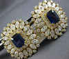 ANTIQUE EXTRA LARGE 15.16CT DIAMOND & SAPPHIRE 18KT YELLOW GOLD CLIP ON EARRINGS