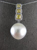 1.19CT WHITE & CANARY DIAMOND & SOUTH SEA PEARL 18KT 2 TONE GOLD SQUARE PENDANT