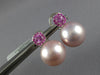 .85CT AAA PINK SAPPHIRE & PINK SOUTH SEA PEARL 18K WHITE GOLD CLIP ON EARRINGS