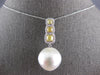 1.19CT WHITE & CANARY DIAMOND & SOUTH SEA PEARL 18KT 2 TONE GOLD SQUARE PENDANT