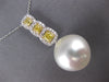 1.19CT WHITE & CANARY DIAMOND & SOUTH SEA PEARL 18KT 2 TONE GOLD SQUARE PENDANT