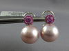 .85CT AAA PINK SAPPHIRE & PINK SOUTH SEA PEARL 18K WHITE GOLD CLIP ON EARRINGS