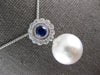 LARGE .73CT DIAMOND & SAPPHIRE & SOUTH SEA PEARL 18KT WHITE GOLD FLOWER PENDANT