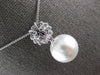 LARGE .73CT DIAMOND & SAPPHIRE & SOUTH SEA PEARL 18KT WHITE GOLD FLOWER PENDANT