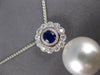 LARGE .73CT DIAMOND & SAPPHIRE & SOUTH SEA PEARL 18KT WHITE GOLD FLOWER PENDANT