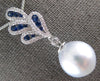 .80CT DIAMOND & AAA SAPPHIRE & SOUTH SEA PEARL 18K WHITE GOLD MULTI LEAF PENDANT