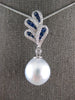 .80CT DIAMOND & AAA SAPPHIRE & SOUTH SEA PEARL 18K WHITE GOLD MULTI LEAF PENDANT