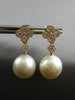 .77CT DIAMOND & AAA SOUTH SEA PEARL 18K ROSE GOLD 4 LEAF CLOVER HANGING EARRINGS