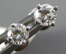 ESTATE .45CT DIAMOND 14K WHITE GOLD ROUND CLASSIC SCREW BACK STUD EARRINGS #2792