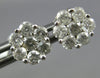ESTATE 1.15CT DIAMOND 14KT WHITE GOLD 3D CLASSIC CLUSTER STUD EARRINGS