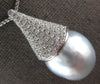 EXTRA LARGE .89CT DIAMOND & AAA SOUTH SEA PEARL 18K WHITE GOLD TEAR DROP PENDANT