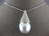 EXTRA LARGE .89CT DIAMOND & AAA SOUTH SEA PEARL 18K WHITE GOLD TEAR DROP PENDANT
