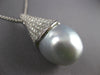 EXTRA LARGE .89CT DIAMOND & AAA SOUTH SEA PEARL 18K WHITE GOLD TEAR DROP PENDANT