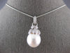 ESTATE LARGE .60CT DIAMOND & AAA SOUTH SEA PEARL 18KT WHITE GOLD FLOWER PENDANT