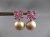 3.38CT DIAMOND & AAA PINK SAPPHIRE & PINK SOUTH SEA PEARL 18K ROSE GOLD EARRINGS