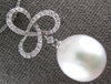 LARGE .36CT DIAMOND AAA SOUTH SEA PEARL 18KT WHITE GOLD LOVE KNOT FLOWER PENDANT