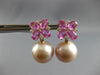 3.38CT DIAMOND & AAA PINK SAPPHIRE & PINK SOUTH SEA PEARL 18K ROSE GOLD EARRINGS