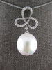 LARGE .36CT DIAMOND AAA SOUTH SEA PEARL 18KT WHITE GOLD LOVE KNOT FLOWER PENDANT
