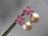 3.38CT DIAMOND & AAA PINK SAPPHIRE & PINK SOUTH SEA PEARL 18K ROSE GOLD EARRINGS