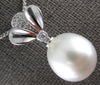 LARGE .36CT DIAMOND AAA SOUTH SEA PEARL 14KT WHITE GOLD BUTTERFLY FLOWER PENDANT