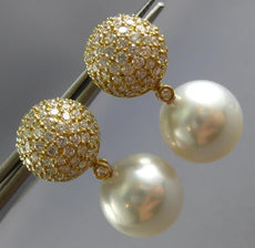 2.06CT DIAMOND & AAA SOUTH SEA PEARL 18K YELLOW GOLD CIRCULAR DOME STUD EARRINGS