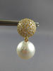 2.06CT DIAMOND & AAA SOUTH SEA PEARL 18K YELLOW GOLD CIRCULAR DOME STUD EARRINGS