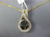 ESTATE 1.98CT DIAMOND & AAA SMOKY TOPAZ 14KT YELLOW GOLD ROUND TEAR DROP PENDANT