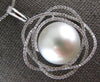 EXTRA LARGE .52CT DIAMOND & AAA SOUTH SEA PEARL 18K WHITE GOLD 3D FLOWER PENDANT