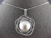 EXTRA LARGE .52CT DIAMOND & AAA SOUTH SEA PEARL 18K WHITE GOLD 3D FLOWER PENDANT