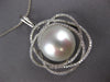 EXTRA LARGE .52CT DIAMOND & AAA SOUTH SEA PEARL 18K WHITE GOLD 3D FLOWER PENDANT