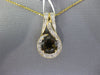 ESTATE 1.98CT DIAMOND & AAA SMOKY TOPAZ 14KT YELLOW GOLD ROUND TEAR DROP PENDANT