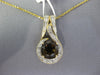 ESTATE 1.98CT DIAMOND & AAA SMOKY TOPAZ 14KT YELLOW GOLD ROUND TEAR DROP PENDANT