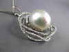 EXTRA LARGE .52CT DIAMOND & AAA SOUTH SEA PEARL 18K WHITE GOLD 3D FLOWER PENDANT